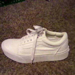 Vans White Sneakers with Chunky Sole and Minimalist Design